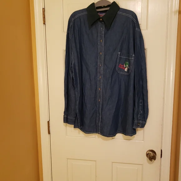 Vintage Long Sleeve Denim M&M's Candy Shirt Says "eye candy" NWT - Picture 4 of 11